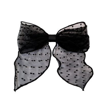 BOW BARRETTE IN SHEER NOIR