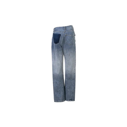 RHINESTONE TWISTED JEANS BLUE